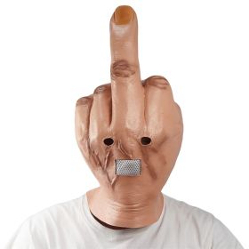 Cosplay Spoof Headgear Props Creative Personality Despises Vertical Middle Finger Latex Mask Halloween Creepy Fingers Mask