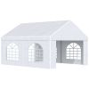 Outsunny 16' x 13' Party Tent Carport with Sidewalls, Four Windows and Double Doors, White Tents for Parties, Wedding and Events