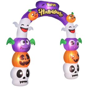 Outsunny 8ft Halloween Inflatable Archway, Pumpkin Skulls Ghosts Bats, with Yellow Lettering