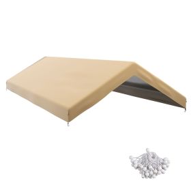 Outsunny 19.7' x 9.7' Carport Canopy Replacement Cover, UV Protection, Beige, with Ball Bungee Cords