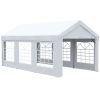 Outsunny 20x10 ft Large Party Tent Carport Outdoor Canopy Portable Garage with Removable Sidewalls Windows