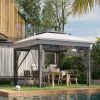 Outsunny 12x12 Pop Up Gazebo Sun Shade Instant Folding with Mesh Sidewall Netting, 3-Level Adjustable Height and Storage Bag, Gray