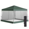 Outsunny 10' x 10' Pop Up Tent, Mesh Sidewalls, Adjustable Height, with Carry Bag for Outdoor & Garden