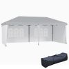 Outsunny 10' x 20' Pop Up Canopy Tent with 4 Sidewalls, Instant Gazebo with Carry Bag for Garden, Patio, White