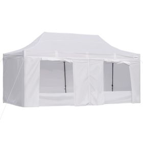 Outsunny 10x20 Pop Up Canopy, White Versatile Canopy, Sidewalls for Events & Privacy