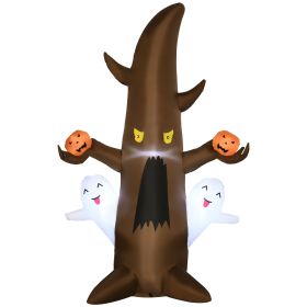 Outsunny Inflatable Halloween Ghost Tree Smiling Ghost Pumpkins 5ft LED Outdoor Decor Lawn Garden Party