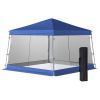 Outsunny 12' x 12' Pop Up Canopy, Foldable Canopy Tent with Carrying Bag, Mesh Sidewalls and Adjustable Height for Garden, Party, Blue