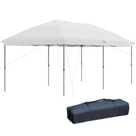 Outsunny 10x19 Heavy Duty Pop up Canopy with Easy Steels, Adjustable Height, Party Tent for Patio, Backyard, Garden, Off-White