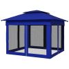 Outsunny 11 x 11 Pop-Up Canopy Gazebo Outdoor Patio Event Tent with Zipper Netting,Carry Bag, UV Protection for Backyard & Garden, Blue