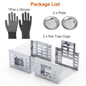 2Pcs Humane Rat Trap Catch and Release Live Mouse Cage Traps with Automatic Continuous Cycle Trapping for Chipmunk Rodent Mouse Small Animals
