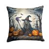 Witch Spooky Halloween Throw Pillow Machine Washable, Indoor Outdoor Decorative Pillow for Couch, Bed or Patio, 14Hx14W