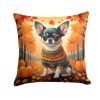 Tricolor Chihuahua Fall Throw Pillow Machine Washable, Indoor Outdoor Decorative Pillow for Couch, Bed or Patio, 14Hx14W