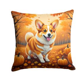 Corgi Fall Throw Pillow Machine Washable, Indoor Outdoor Decorative Pillow for Couch, Bed or Patio, 14Hx14W