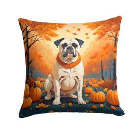 White Boxer Fall Throw Pillow Machine Washable, Indoor Outdoor Decorative Pillow for Couch, Bed or Patio, 14Hx14W