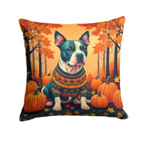 NEW Pit Bull Terrier Fall Throw Pillow Machine Washable, Indoor Outdoor Decorative Pillow for Couch, Bed or Patio, 14Hx14W