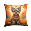 Yorkshire Terrier Fall Throw Pillow Machine Washable, Indoor Outdoor Decorative Pillow for Couch, Bed or Patio, 14Hx14W