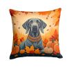 Weimaraner Fall Throw Pillow Machine Washable, Indoor Outdoor Decorative Pillow for Couch, Bed or Patio, 14Hx14W
