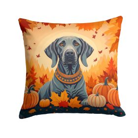 Weimaraner Fall Throw Pillow Machine Washable, Indoor Outdoor Decorative Pillow for Couch, Bed or Patio, 14Hx14W