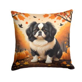 Japanese Chin Fall Throw Pillow Machine Washable, Indoor Outdoor Decorative Pillow for Couch, Bed or Patio, 14Hx14W
