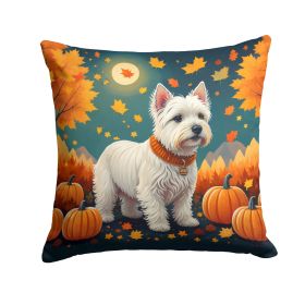 Westie Fall Throw Pillow Machine Washable, Indoor Outdoor Decorative Pillow for Couch, Bed or Patio, 14Hx14W