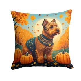 Welsh Terrier Fall Throw Pillow Machine Washable, Indoor Outdoor Decorative Pillow for Couch, Bed or Patio, 14Hx14W