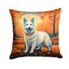 White German Shepherd Fall Throw Pillow Machine Washable, Indoor Outdoor Decorative Pillow for Couch, Bed or Patio, 14Hx14W