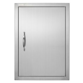 BBQ Access Door, 18W x 24H Inch Single Outdoor Kitchen Door, Stainless Steel Flush Mount Door, Wall Vertical Door with Handle, for BBQ Island