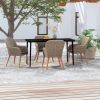 5 Piece Patio Dining Set with Cushions Brown