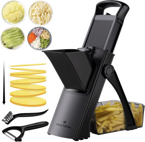 ONCE FOR ALL Safe Mandoline Slicer For Kitchen, Biger Size, Adjustable Vegetable Chopper Food Slicer Potato French Fry Cutter with Peeler, Detach