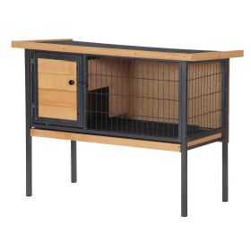 PawHut Rabbit Hutch Elevated Bunny Cage Small Animal Habitat with Metal Frame, No Leak Tray
