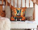 NEW Pit Bull Terrier Fall Throw Pillow Machine Washable, Indoor Outdoor Decorative Pillow for Couch, Bed or Patio, 14Hx14W