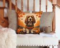 Cocker Spaniel Fall Throw Pillow Machine Washable, Indoor Outdoor Decorative Pillow for Couch, Bed or Patio, 14Hx14W