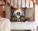 Welsh Springer Spaniel Spooky Halloween Throw Pillow Machine Washable, Indoor Outdoor Decorative Pillow for Couch, Bed or Patio, 14Hx14W