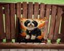 Havanese Fall Throw Pillow Machine Washable, Indoor Outdoor Decorative Pillow for Couch, Bed or Patio, 14Hx14W