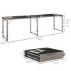 8ft Aluminum Folding Picnic Table with Adjustable Legs for BBQ Beach Hiking Travel Black White Portable Design