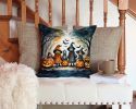 Trick or Treaters Spooky Halloween Throw Pillow Machine Washable, Indoor Outdoor Decorative Pillow for Couch, Bed or Patio, 14Hx14W