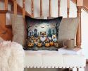 Pomeranian Spooky Halloween Throw Pillow Machine Washable, Indoor Outdoor Decorative Pillow for Couch, Bed or Patio, 14Hx14W