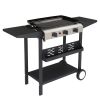 3-Burner Flat Top Gas Griddle Cooking Station with Ceramic Coated Cast Iron Pan, 30