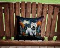 Westie Spooky Halloween Throw Pillow Machine Washable, Indoor Outdoor Decorative Pillow for Couch, Bed or Patio, 14Hx14W