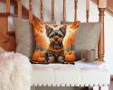 Yorkshire Terrier Fall Throw Pillow Machine Washable, Indoor Outdoor Decorative Pillow for Couch, Bed or Patio, 14Hx14W