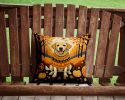 Yellow Labrador Retriever Fall Throw Pillow Machine Washable, Indoor Outdoor Decorative Pillow for Couch, Bed or Patio, 14Hx14W