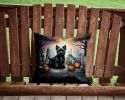 Scottish Terrier Spooky Halloween Throw Pillow Machine Washable, Indoor Outdoor Decorative Pillow for Couch, Bed or Patio, 14Hx14W