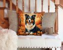 Collie Fall Throw Pillow Machine Washable, Indoor Outdoor Decorative Pillow for Couch, Bed or Patio, 14Hx14W