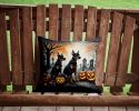 Doberman Pinscher Spooky Halloween Throw Pillow Machine Washable, Indoor Outdoor Decorative Pillow for Couch, Bed or Patio, 14Hx14W