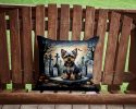 Yorkshire Terrier Spooky Halloween Throw Pillow Machine Washable, Indoor Outdoor Decorative Pillow for Couch, Bed or Patio, 14Hx14W