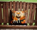 Shiba Inu Fall Throw Pillow Machine Washable, Indoor Outdoor Decorative Pillow for Couch, Bed or Patio, 14Hx14W
