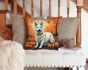 White German Shepherd Fall Throw Pillow Machine Washable, Indoor Outdoor Decorative Pillow for Couch, Bed or Patio, 14Hx14W