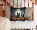 Cairn Terrier Spooky Halloween Throw Pillow Machine Washable, Indoor Outdoor Decorative Pillow for Couch, Bed or Patio, 14Hx14W