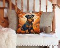Airedale Terrier Fall Throw Pillow Machine Washable, Indoor Outdoor Decorative Pillow for Couch, Bed or Patio, 14Hx14W