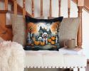 Poodle Spooky Halloween Throw Pillow Machine Washable, Indoor Outdoor Decorative Pillow for Couch, Bed or Patio, 14Hx14W
